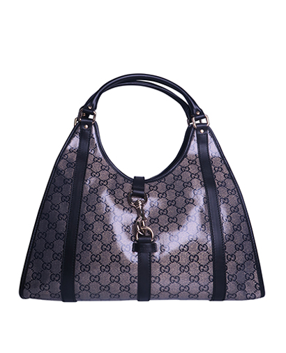 Crystal Joy Shoulder Bag, &pound;250, Handbags, Black, Coated Canvas/Leather, Front view